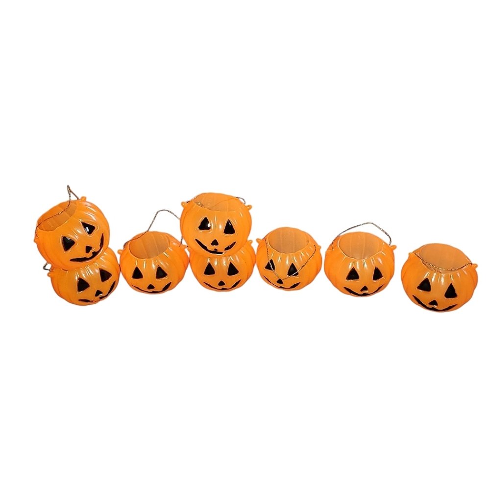 Vintage Thin Plastic Pumpkins With Hangers